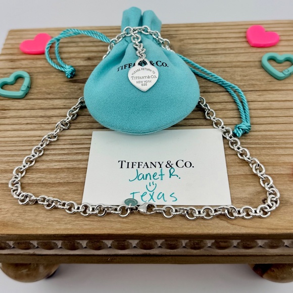 Return to Tiffany & Co. Silver Heart Tag Y Lariat Necklace, 16 inch - Picture 7 of 9